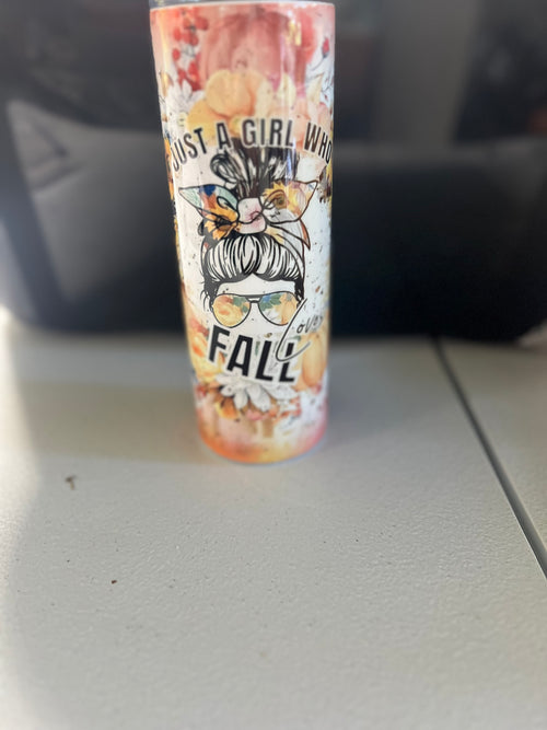 20oz Just girl who loves fall tumbler